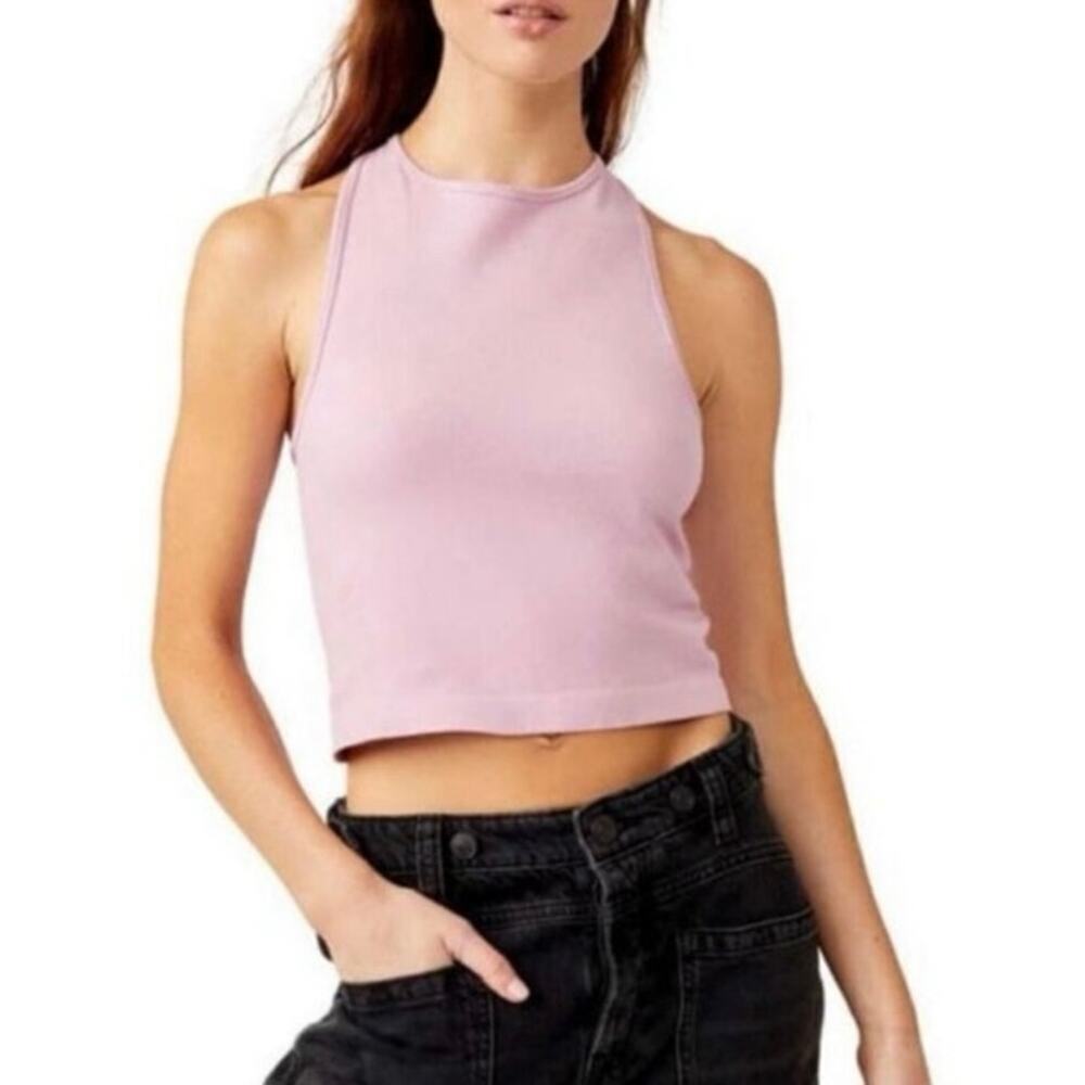 Free People Intimately Hayley Cropped Racerback Tank Top Lavender XS/S EUC